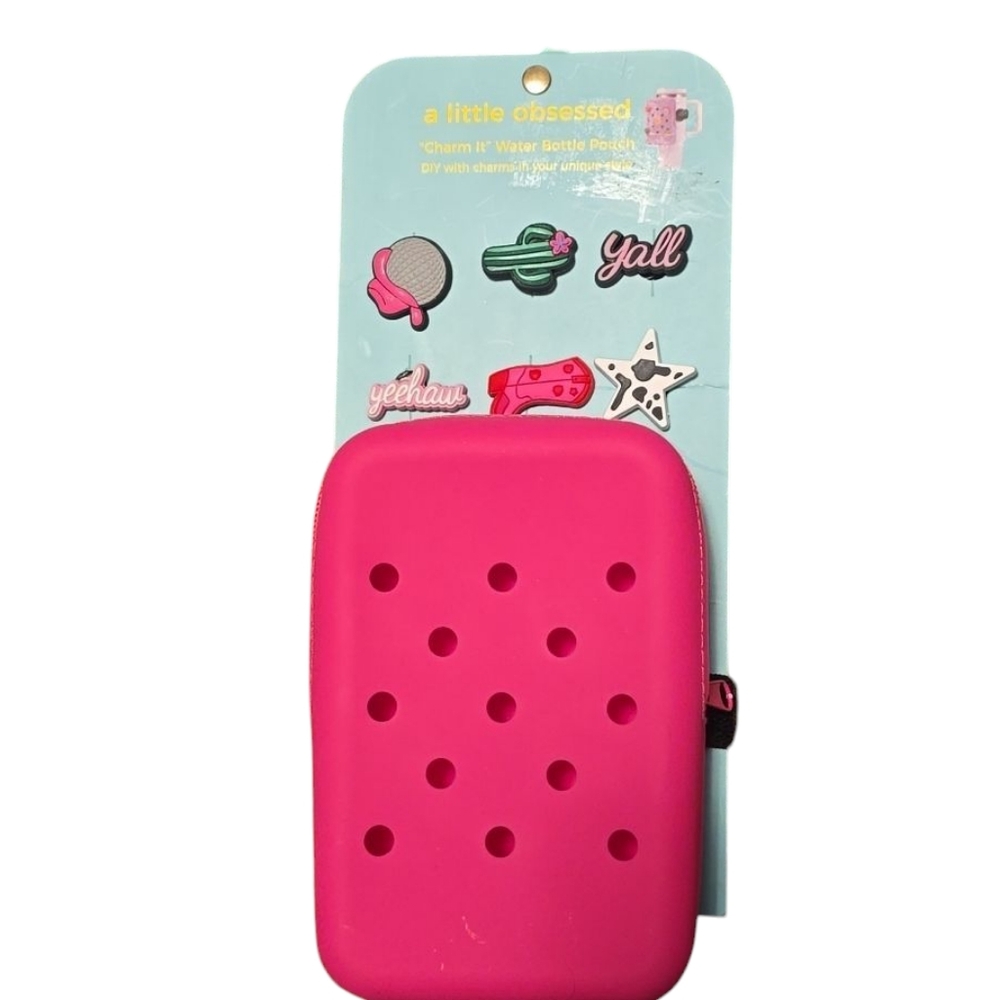 A LITTLE OBSESSED PINK "CHARM IT" 💦 WATER BOTTLE POUCH UNIVERSAL